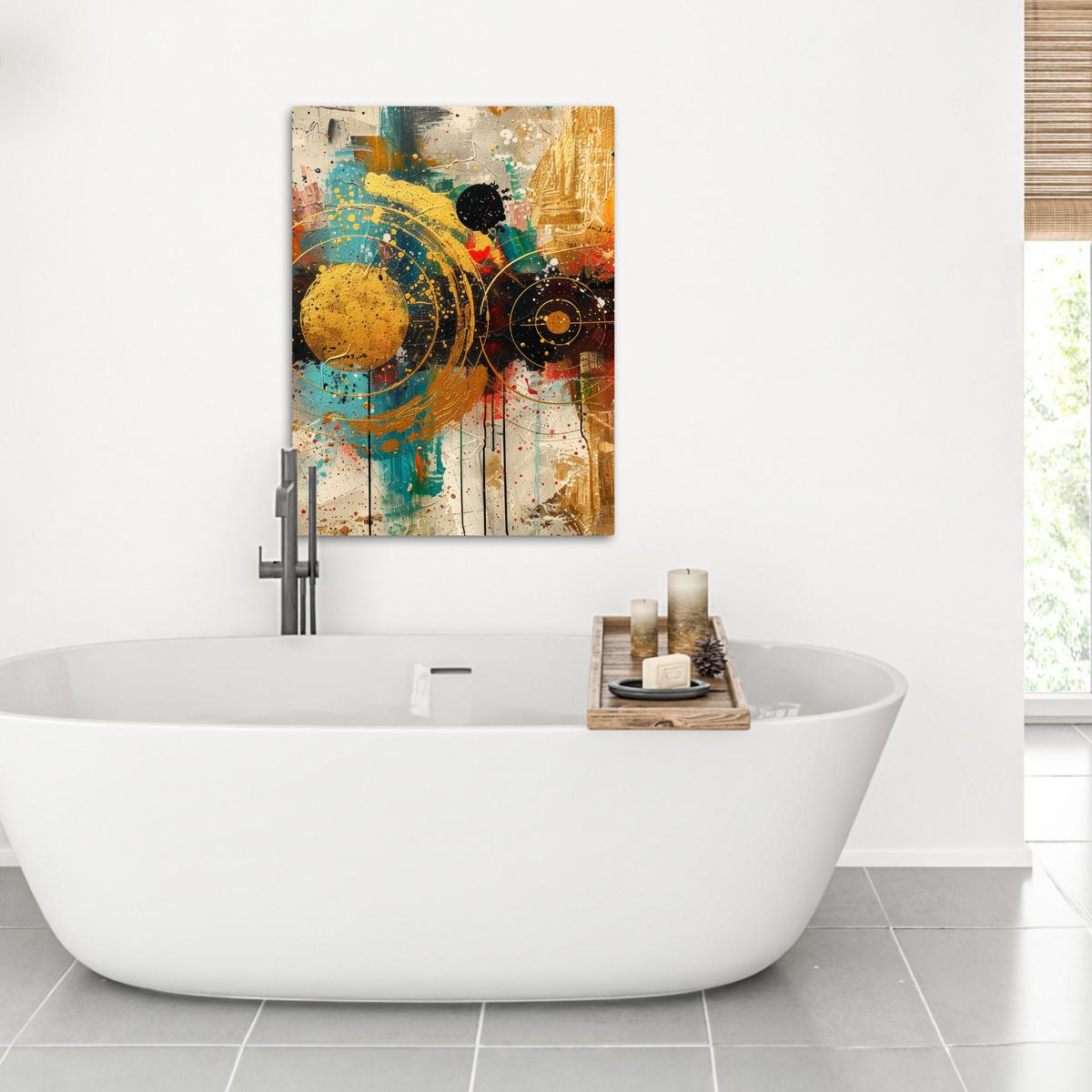 LEINWANDBILD Abstrakt - Kunst - Gold - Modern Wandbild Wohnzimmer 50x70 cm - Multicolor, Textil (50/70cm) - MuchoWow