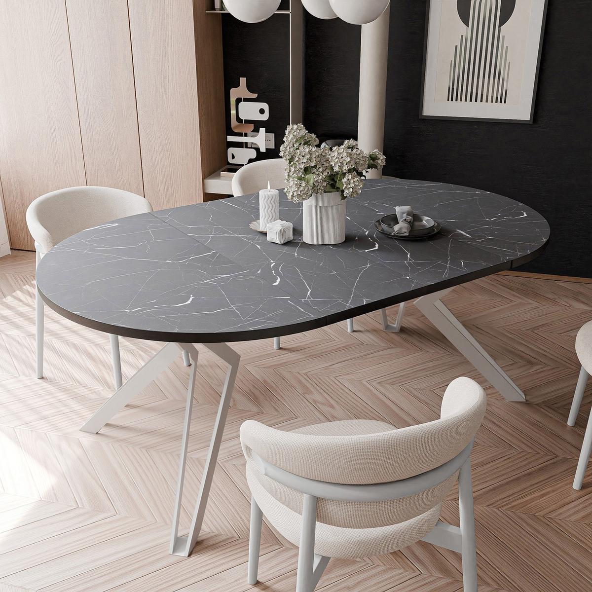 ESSTISCH ausziehbar aus MDF, Schwarz - Schwarz/Weiß, Holzwerkstoff (100/100/76cm) - Idohome