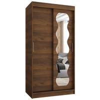 SCHIEBETÜRENSCHRANK mit Spiegel LUCY 200/120/62 2-türig - Silberfarben/Walnussfarben, Holz (120/62/120cm) - MÖBEL KRYSPOL