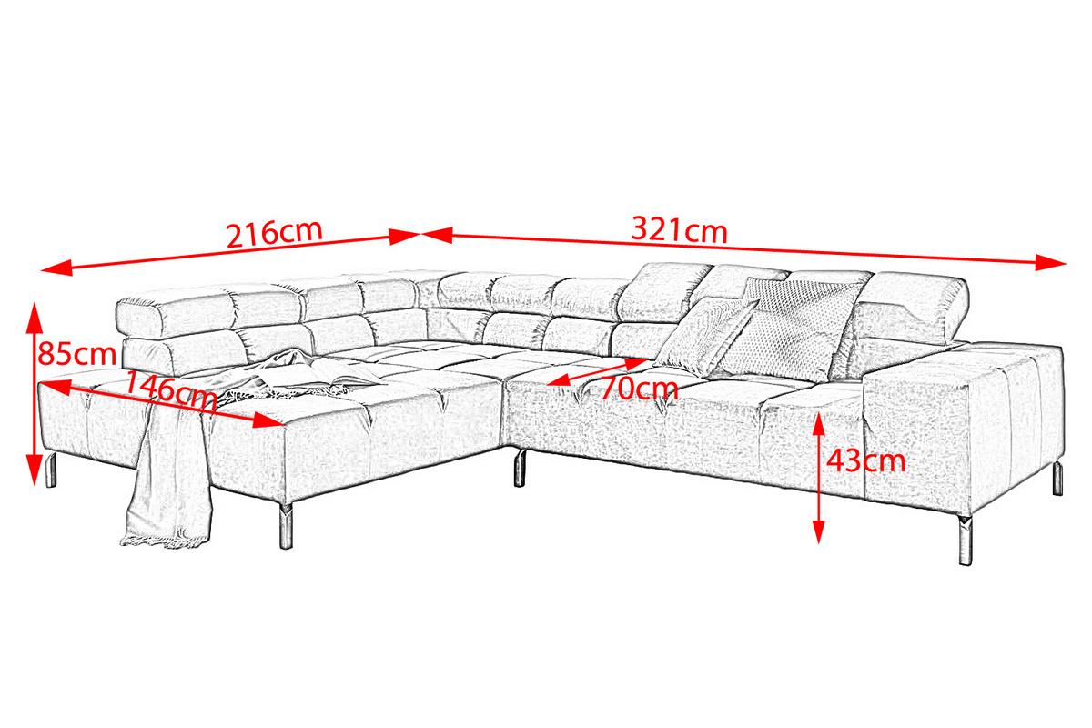 ECKSOFA NELSON Silber Velvet - Silberfarben, Textil (321/216cm) - KAWOLA