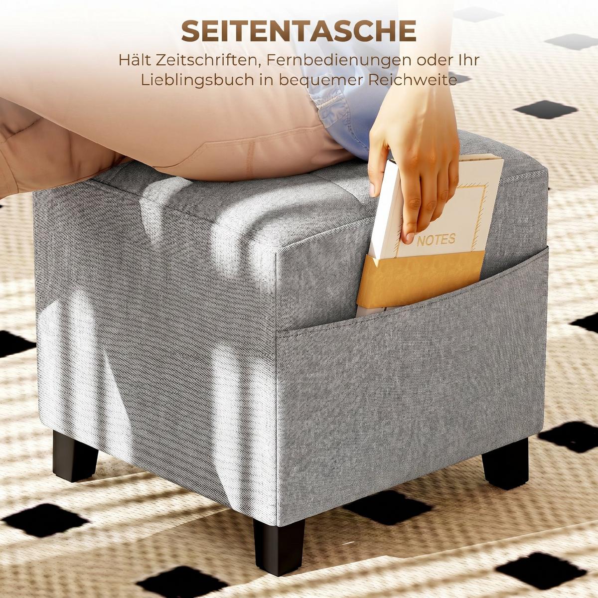 HOCKER Polyester Hellgrau - Hellgrau, Textil (35/35/35cm) - HOMCOM