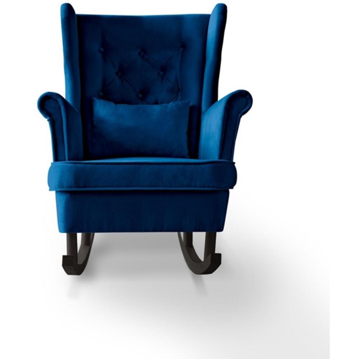 SCHAUKELSTUHL Fabio dunkelblau mit Wenge Beinen - Wengefarben/Dunkelblau, Textil (82/103/108cm) - Beautysofa