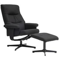RELAXSESSEL mit Hocker, Gepolstert Fernsehsessel mit Liegefunktion, Schwarz - Schwarz, Textil/Metall (81/102/74cm) - HOMCOM