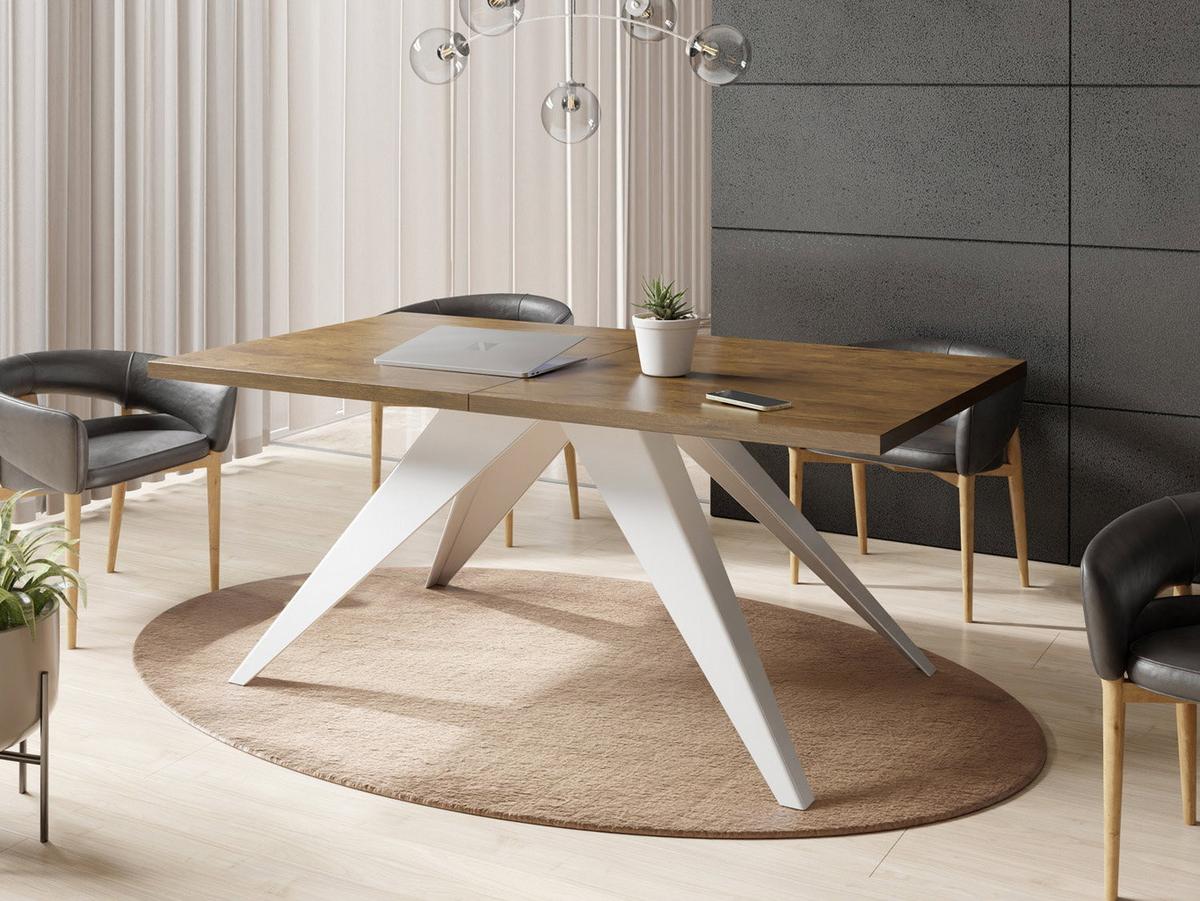 ESSTISCH Vance Weiß rechteckig ausziehbar, Lefkas Eiche 140-240/80/76 cm - Alteiche/Weiß, Holzwerkstoff/Metall (80/240/76cm) - WFL GROUP