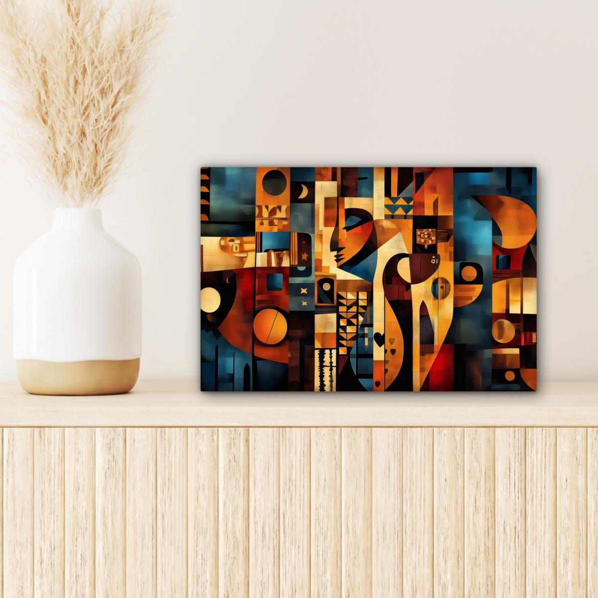 LEINWANDBILD Figuren - Abstrakt - Symbole Deko Schlafzimmer 30x20 cm - Terracotta, Textil (30/20cm) - MuchoWow
