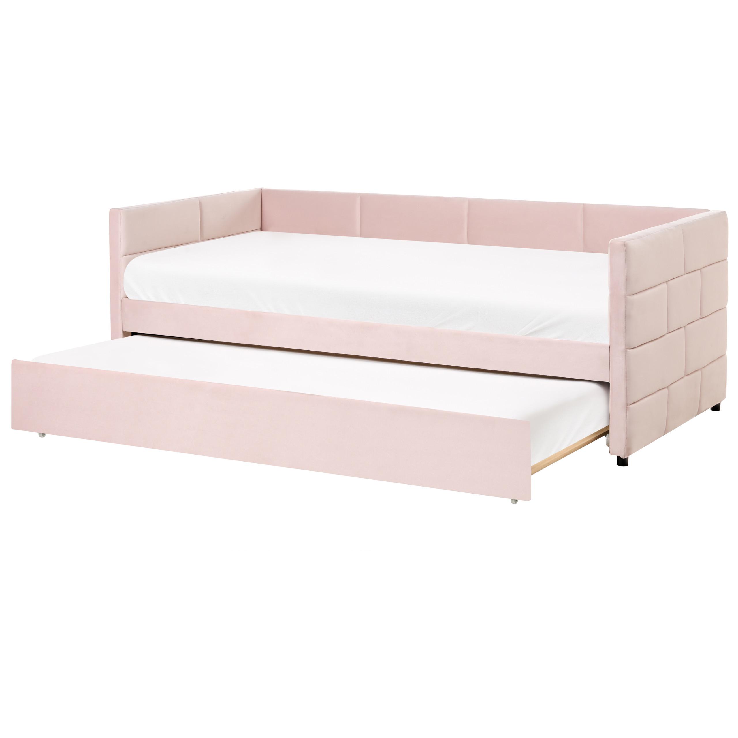 AUSZIEHBETT Samtstoff 90/200 cm Rosa Chavonne - Pink, Textil (90/200cm) - Beliani