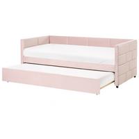 AUSZIEHBETT Samtstoff 90/200 cm Rosa Chavonne - Pink, Textil (90/200cm) - Beliani