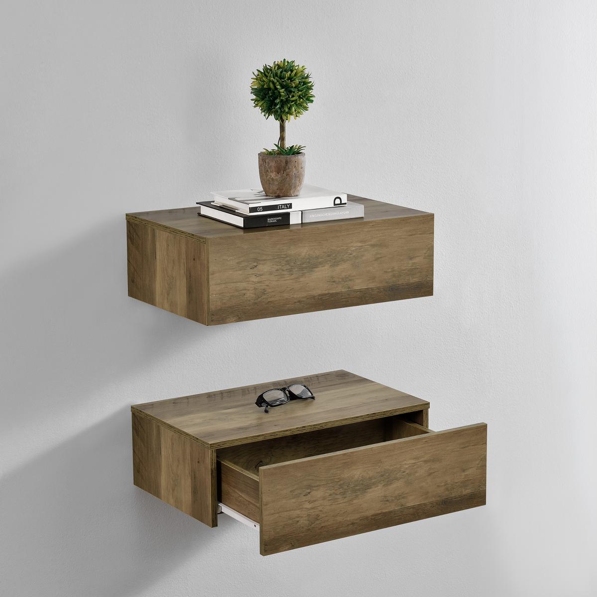 WANDREGAL-SET 2 TLG. Oslo - Braun, Holzwerkstoff (46/15/30cm) - [en.casa]