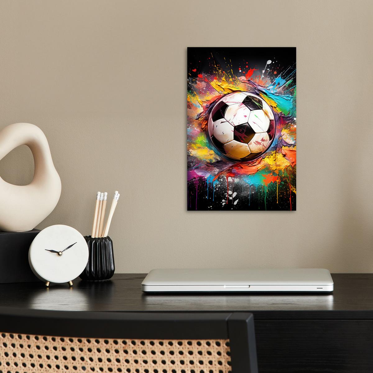 POSTER Fußball - Farbe - Farben - Schwarz - Weiß Room Decor 20x30 cm - Weiß, Papier (20/30/0.1cm) - MuchoWow