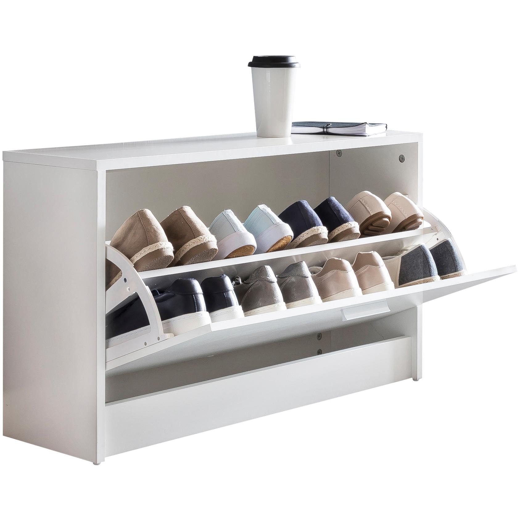 SCHUHKIPPER aus Holz in Weiß mit Ablage und 1 Fach, 80x24x47 cm - Weiß, Holz (80/47/24cm) - KADIMA DESIGN