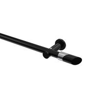 GARDINENSTANGE Platon Verano 200 cm, 1-läufig (ohne Ringe), 20 mm Ø Schwarz - Chromfarben/Schwarz, Metall (200cm) - INTERDECO