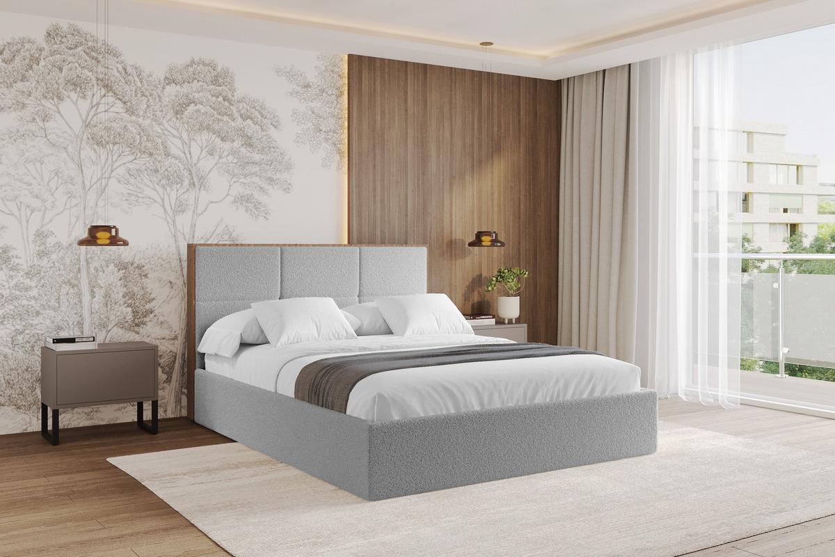 POLSTERBETT mit Bettkasten und Lattenrost, Bett mit Matratze H3/H4 - LILA 140x200 Hellgrau - Silberfarben, Holzwerkstoff/Textil (140/200cm) - ALTDECOR