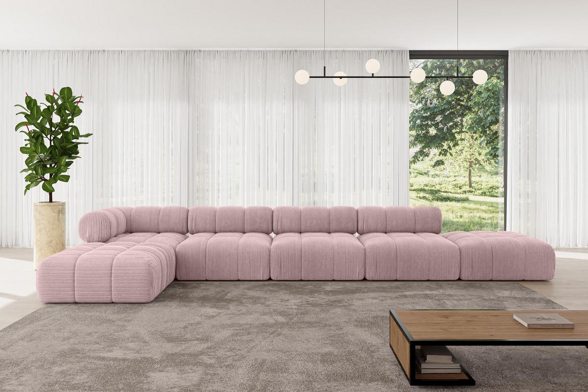 ECKSOFA modulares Sofa Kerru-L3 - 475x190x70 cm Rosa Cord - Rosa, Holzwerkstoff/Textil (475/190cm) - ALTDECOR