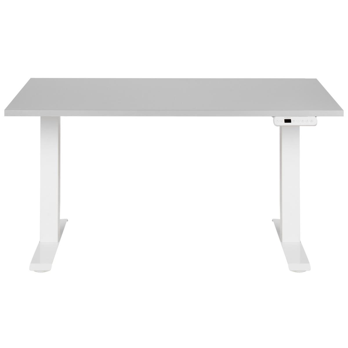 SCHREIBTISCH grauweiß 120/72 cm elektrisch höhenverstellbar Destin III - Weiß/Grau, Holz (72/120/63cm) - Beliani