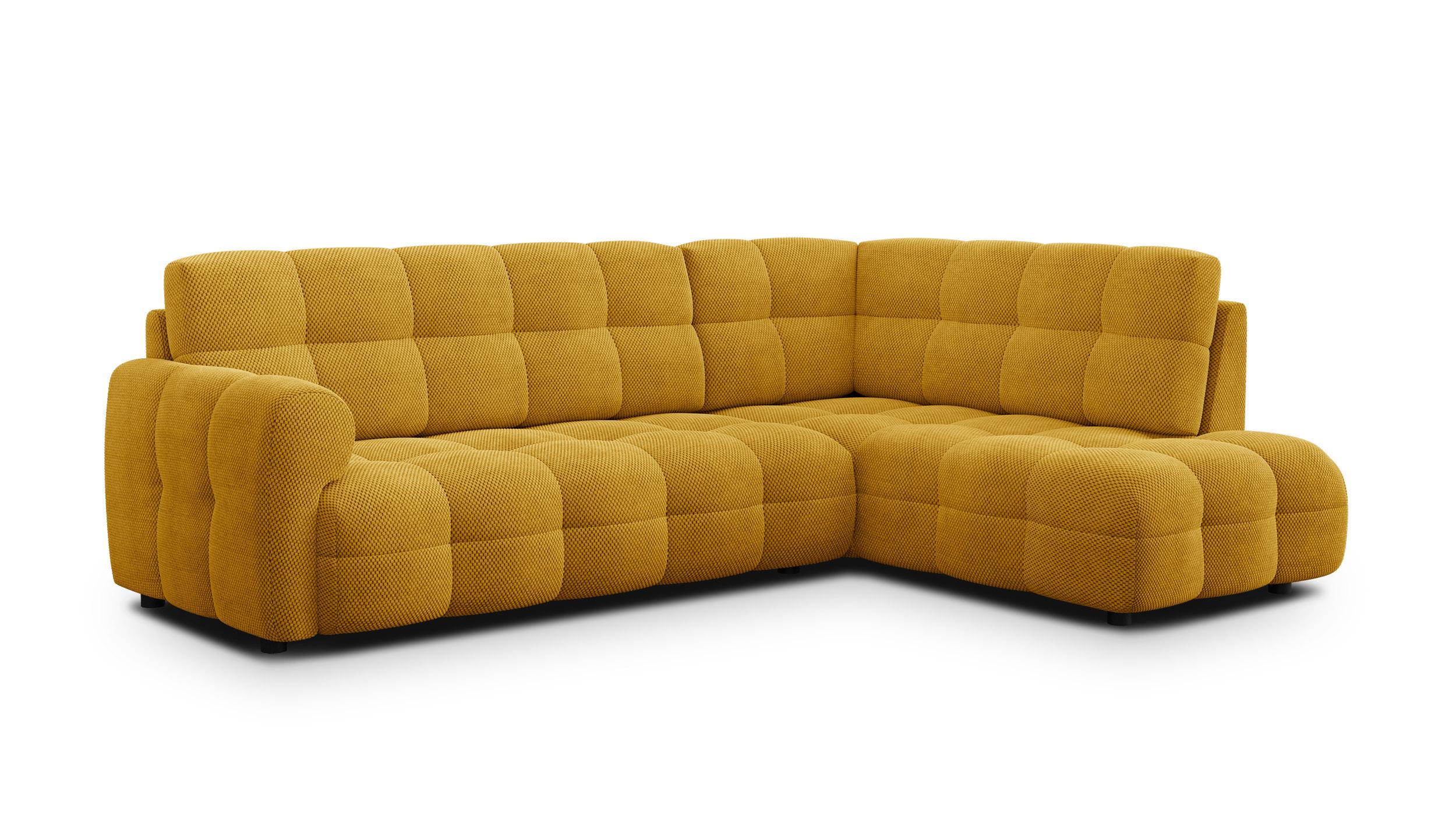 ECKSOFA MELLOW 5-Sitzer, safran - Gelb/Schwarz, Holz/Textil (283/191cm) - Wozimo