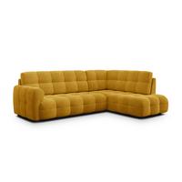 ECKSOFA MELLOW 5-Sitzer, safran - Gelb/Schwarz, Holz/Textil (283/191cm) - Wozimo