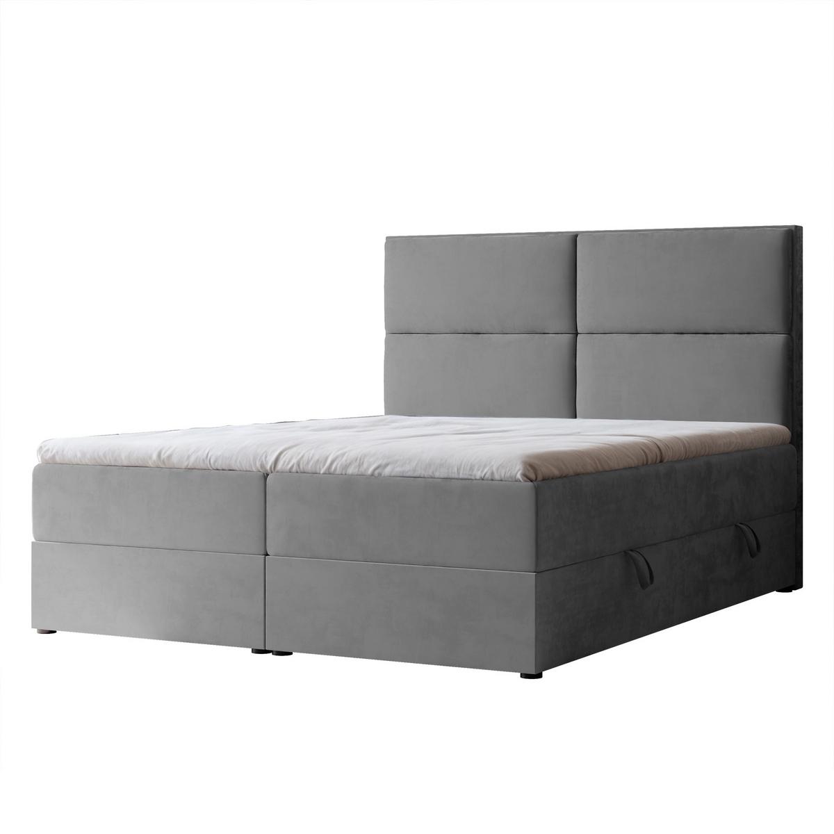 BOXBETT 120x200 cm mit Topper - Hellgrau, Holzwerkstoff/Textil (140/200cm) - Idohome