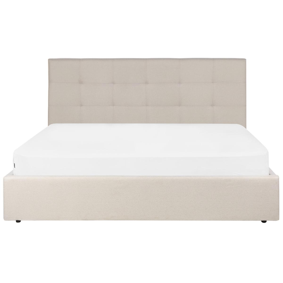 BETT mit Stauraum 180/200 cm Stoff Beige Lorient - Beige, Textil (180/200cm) - Beliani