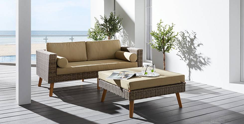 Schickes Loungesofa aus Polyrattan in Braun von mömax.