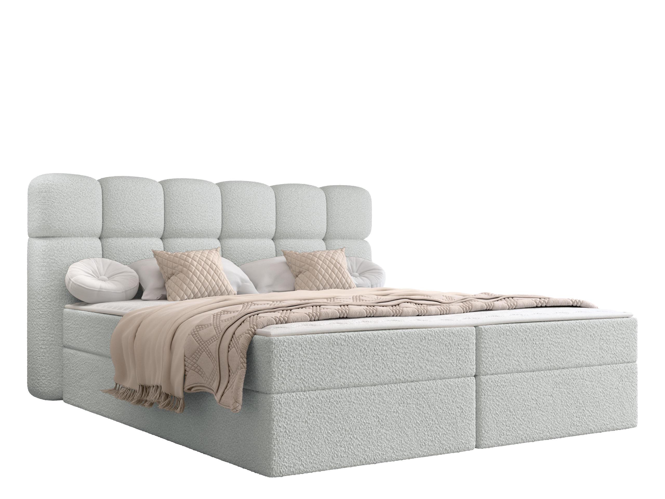 BOXBETT Softi 2 Boucle - H3 - Hellgrau/Schwarz, Holz/Holzwerkstoff (140/200cm) - MIRJAN24