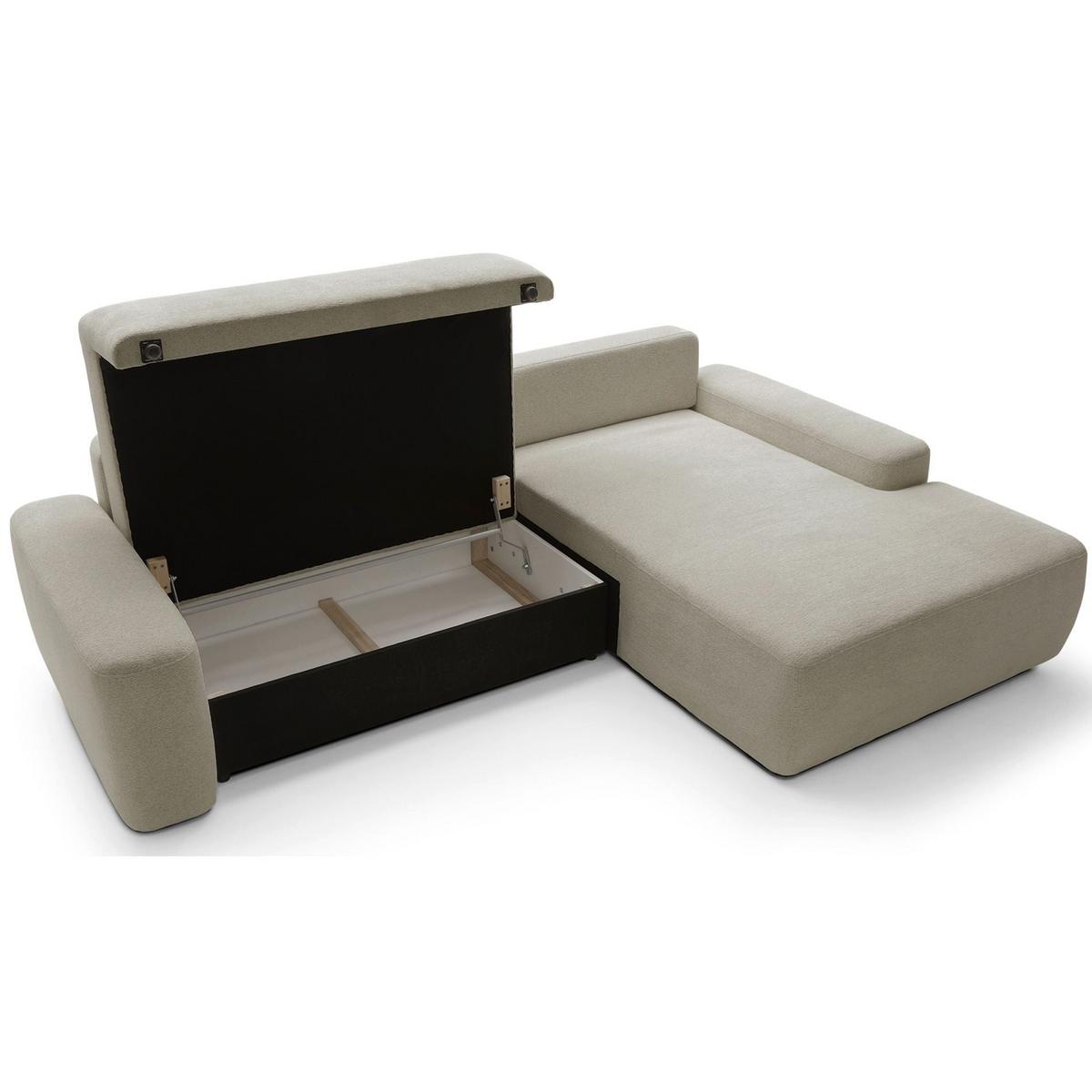 ECKSOFA Baleo Beige Chenille-Bezug - Beige/Schwarz, Kunststoff/Textil (162/264cm) - Selsey