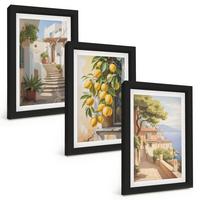 BILDER SET 3er Set - 20x30 cm Schwarzer Rahmen - Lemon Streets Meerblick - Schwarz, Kunststoff (20/30cm) - TULUP