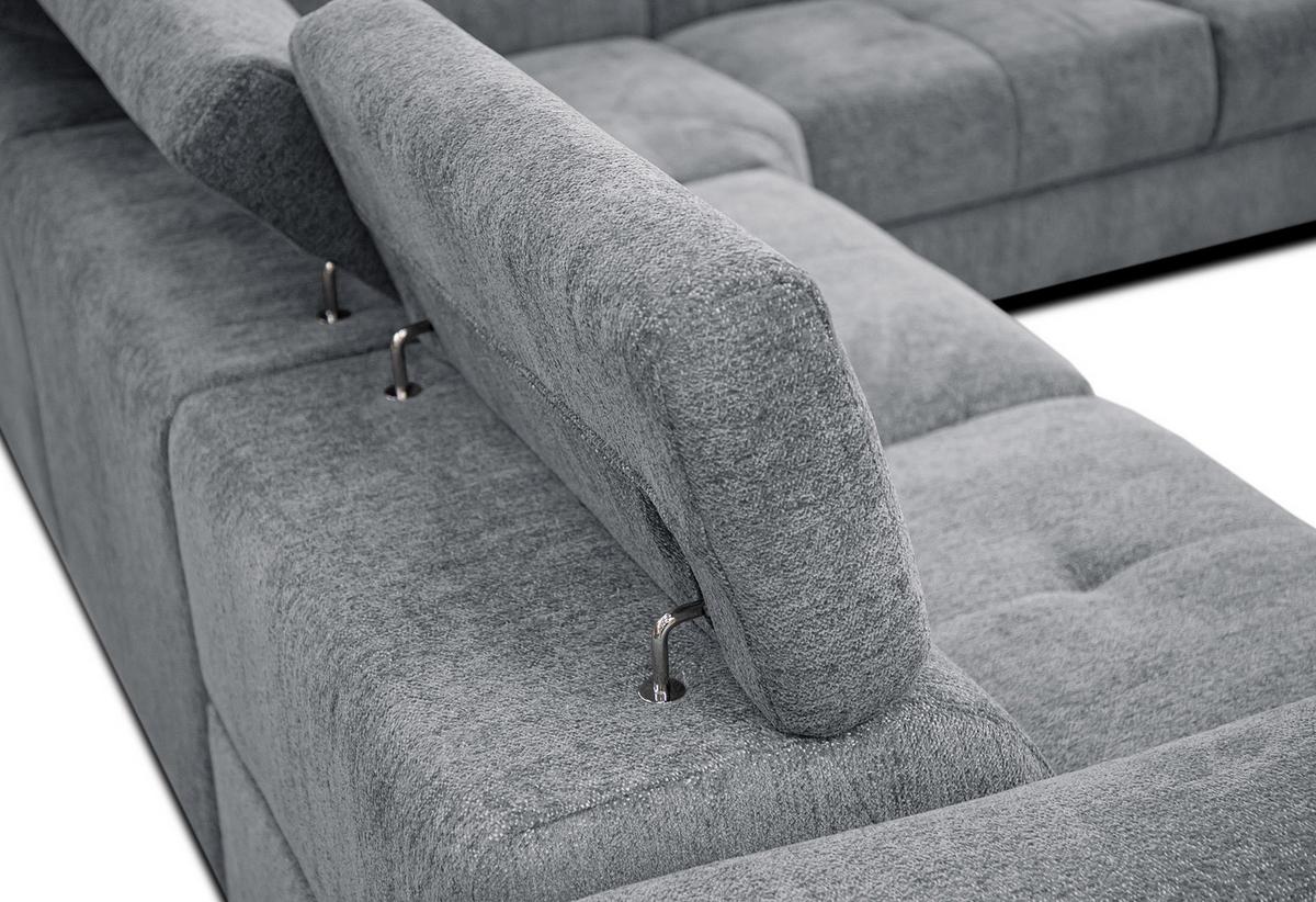 ECKSOFA CALVERA 5-Sitzer mit 1 Relaxfunktion, grau - Grau, Holzwerkstoff/Textil (297/239cm) - Wozimo