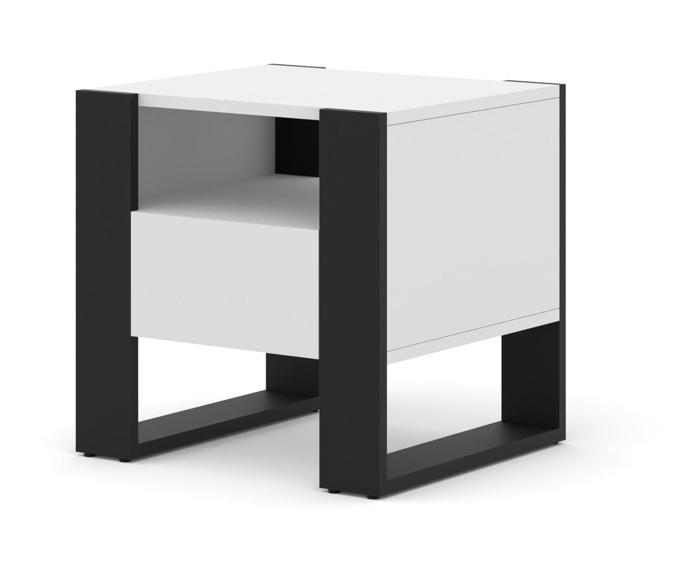 NACHTTISCH Weiß, Schwarz 48/47,5/40 - Schwarz/Weiß, Holzwerkstoff (48/48/40cm) - RAUMHIRSCH FURNITURE
