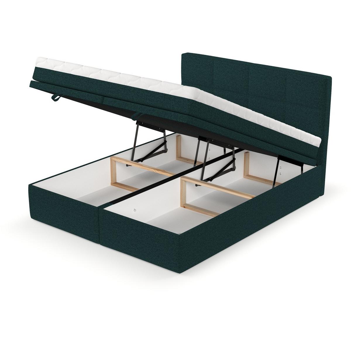 BOXBETT Tessa 180/200 cm Grün im Riva Stoff - Schwarz/Grün, Holz/Holzwerkstoff (180/200cm) - AltaBeds