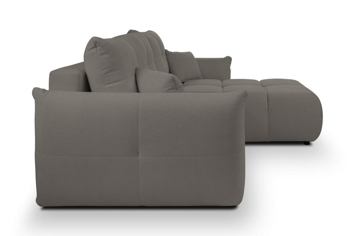 ECKSOFA MODA S Grau Geflochtener Stoff mit Schlaffunktion - Grau, Holz (257/177cm) - MASSENO