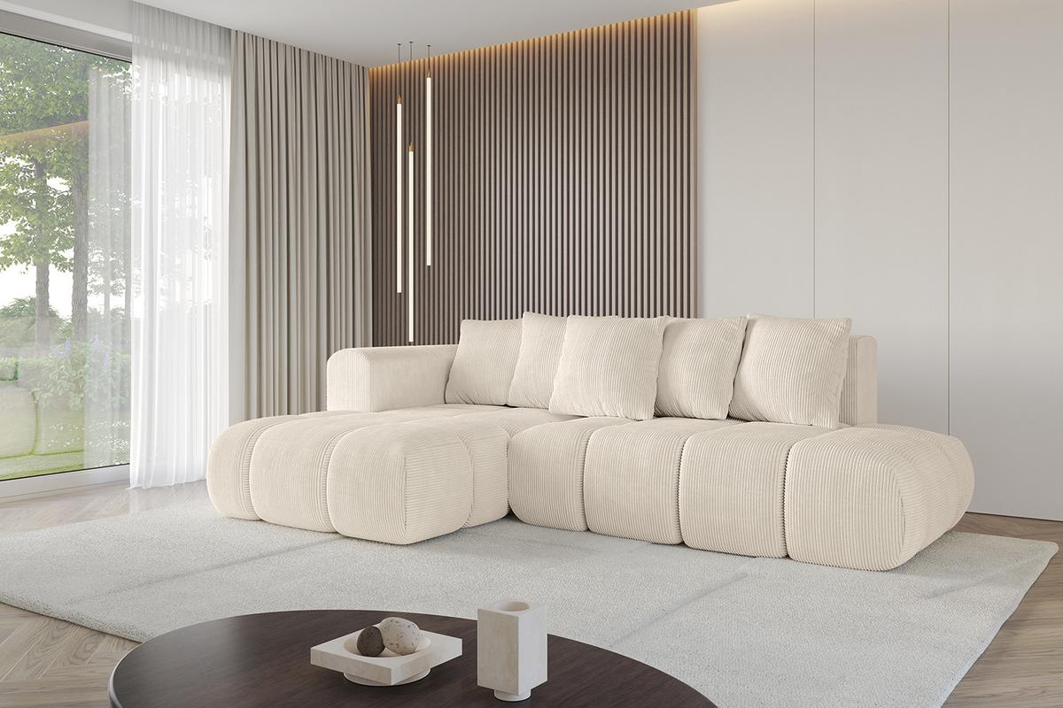 ECKSOFA Ottomane Links CLOUD-L-v1 280x185x90 Beige Cord - Beige, Holzwerkstoff/Kunststoff (180/289cm) - ALTDECOR