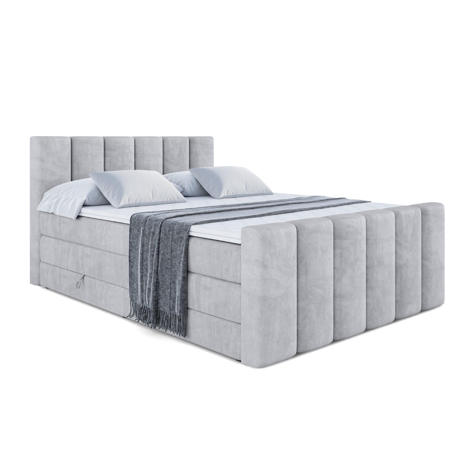 BOXSPRINGBETT BOXI1-Z KING - 140x200 - H3/H4 - Hellgrau - Hellgrau, Holzwerkstoff (140/200cm) - ALTDECOR