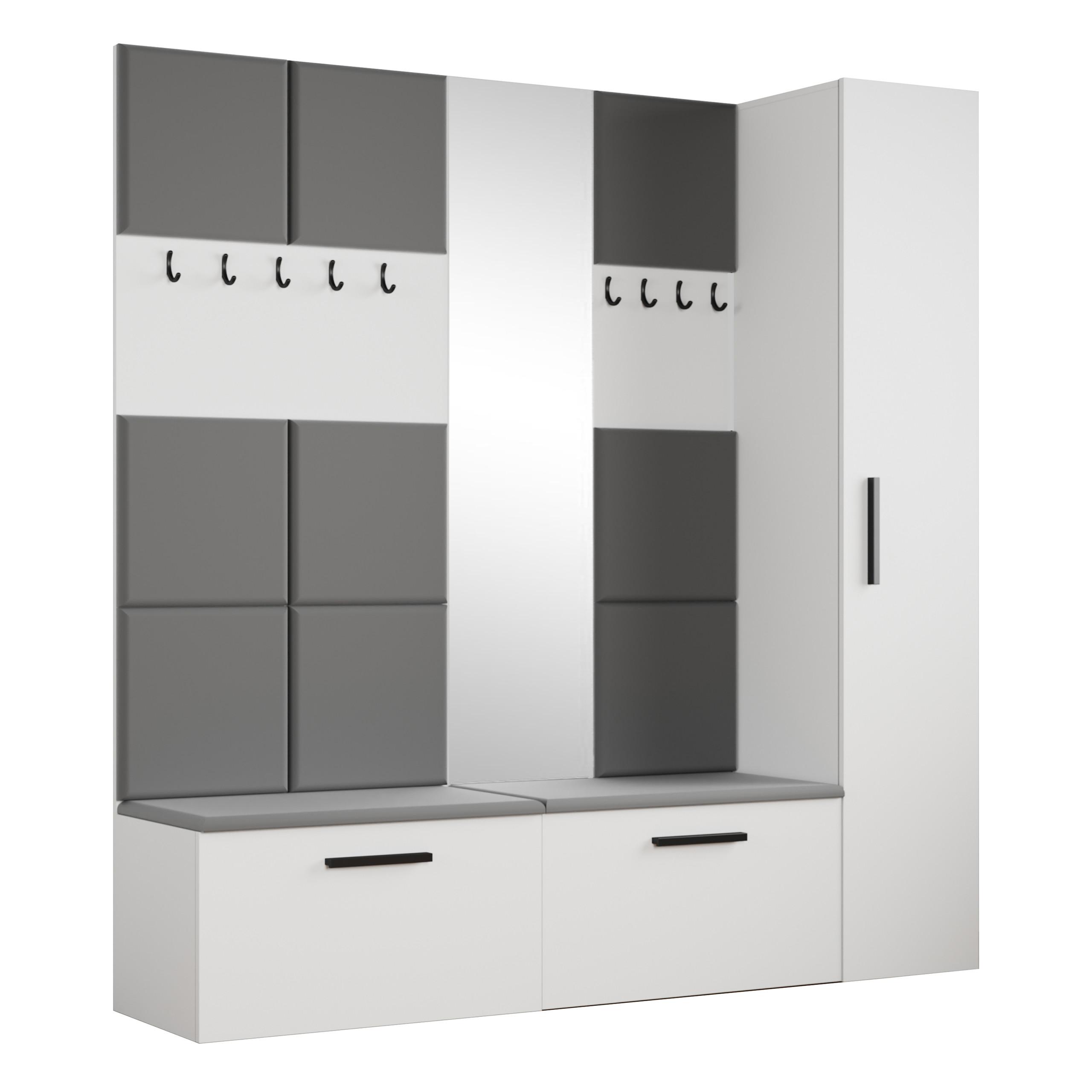 GARDEROBENSCHRANK MODULO 201,2/204/40 cm Modern Garderobe-Set Weiß - Weiß/Grau, Holzwerkstoff (201.2/204/40cm) - MASSENO