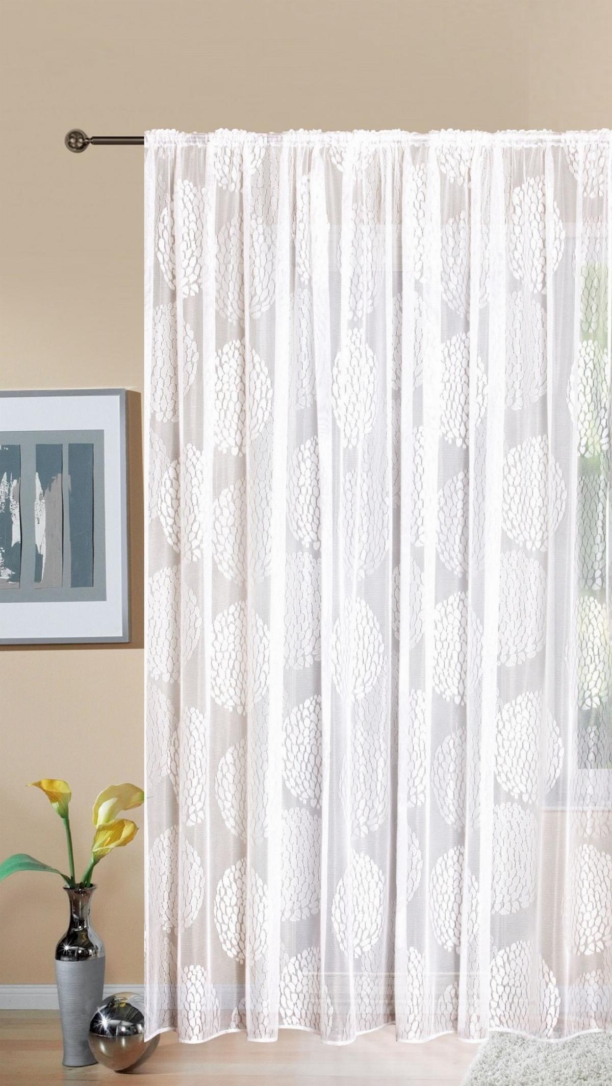SCHLAUFENGARDINE KREISMUSTER HxB 245x300 cm - Weiß, Textil (300/245cm) - Gardinenbox