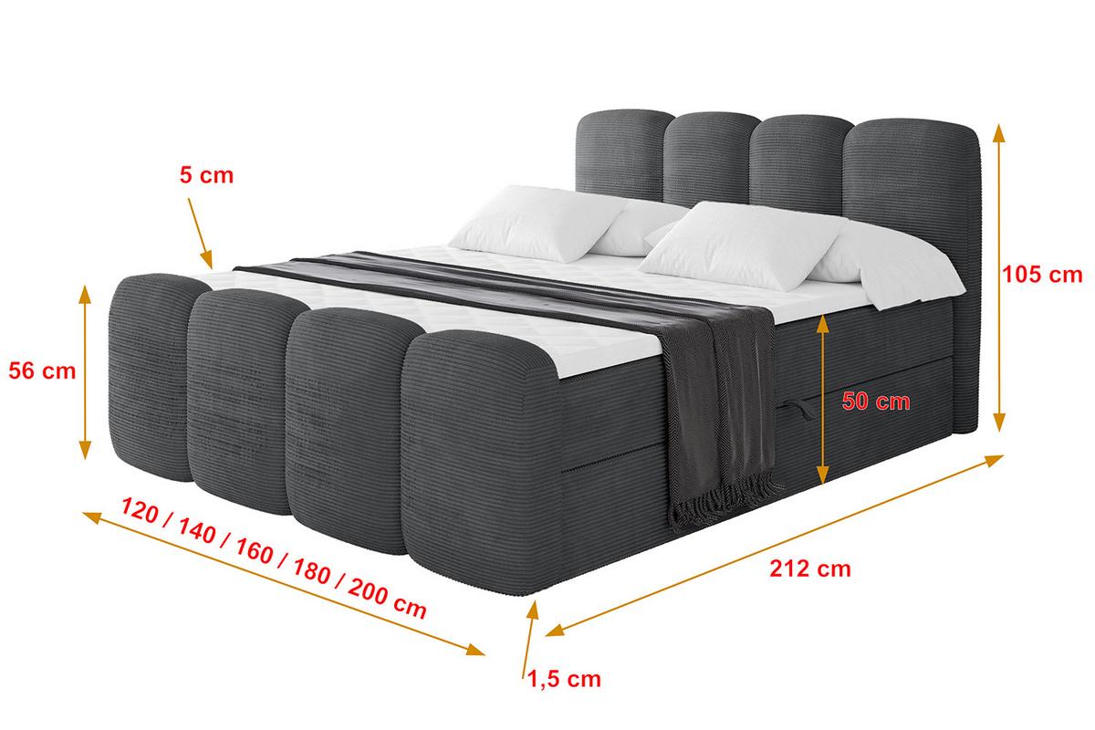 BOXBETT mit Matratze H4 und Lattenrost - NINA-Z - 160x200 cm - Dunkelgrau - Taupe, Holzwerkstoff (160/200cm)