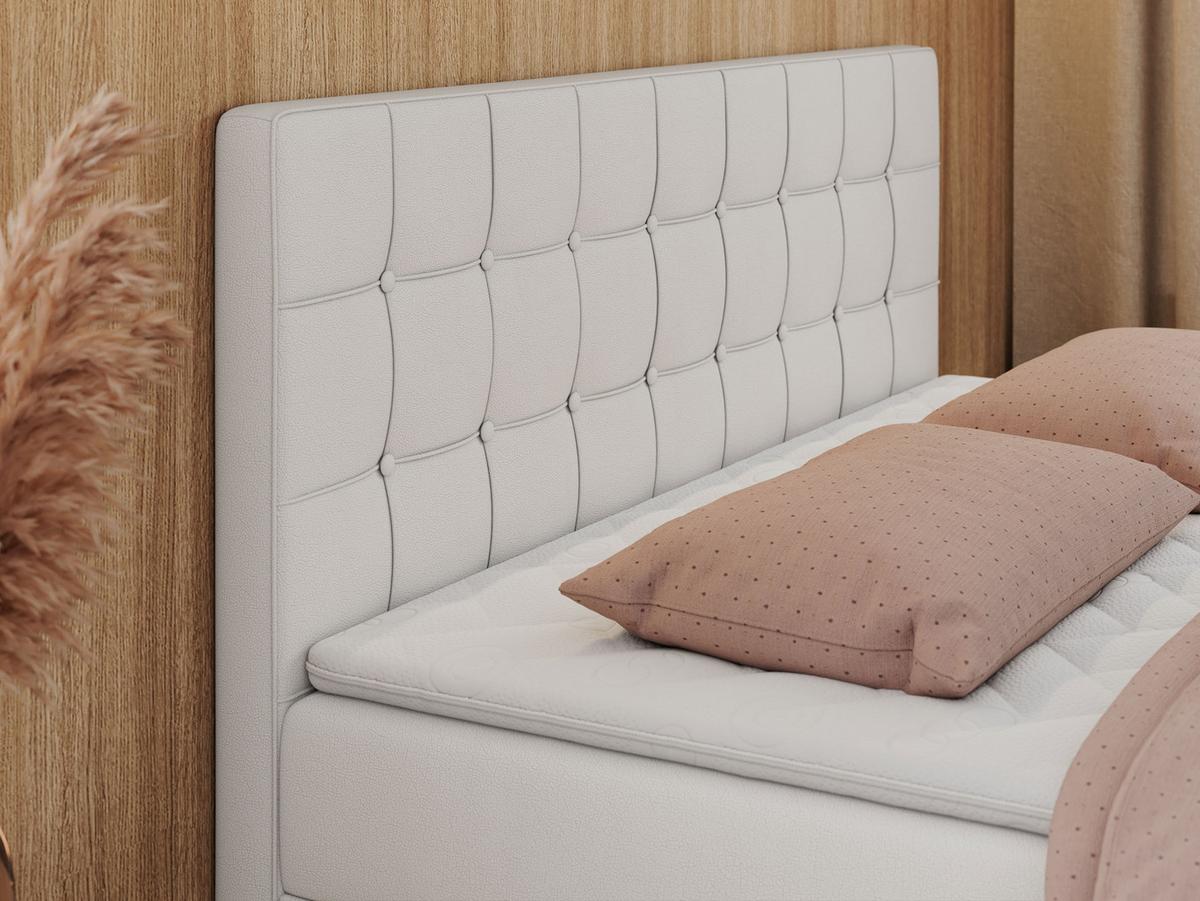 BOXBETT CARMEN 200/200 Weiß Kunstleder - H4 - Weiß, Holz/Textil (200/200cm) - MKS