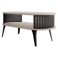 COUCHTISCH Roenni Oval - Taupe/Schwarz, Holzwerkstoff/Metall (100/50/44cm) - MIRJAN24