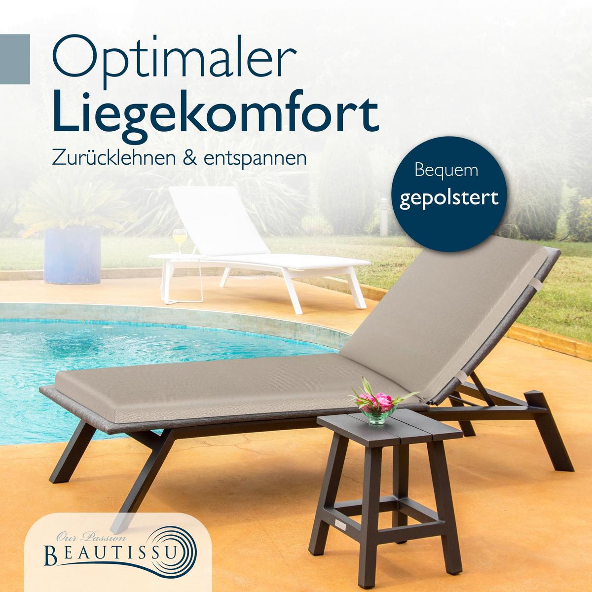 ROLLLIEGENAUFLAGE QD-RL 190x60x5,5cm Beige (2tlg) - Beige, Textil (60/5/190cm) - Beautissu 