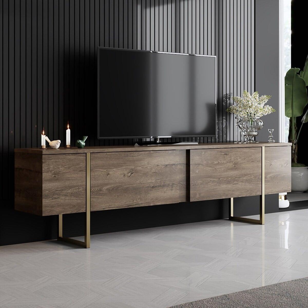 TV-MÖBEL mit 2 Klapptüren Luxe 180/30/50 cm - Goldfarben, Holzwerkstoff (180/50/30cm) - Calicosy