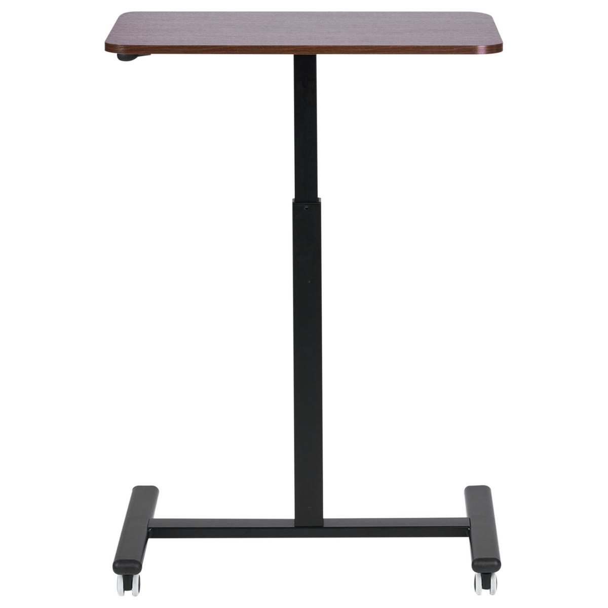 LAPTOPTISCH manuell höhenverstellbar 65/48 cm mit Rädern Dunkelbraun Academia - Schwarz/Braun, Holzwerkstoff/Metall (48/65/73cm) - Beliani