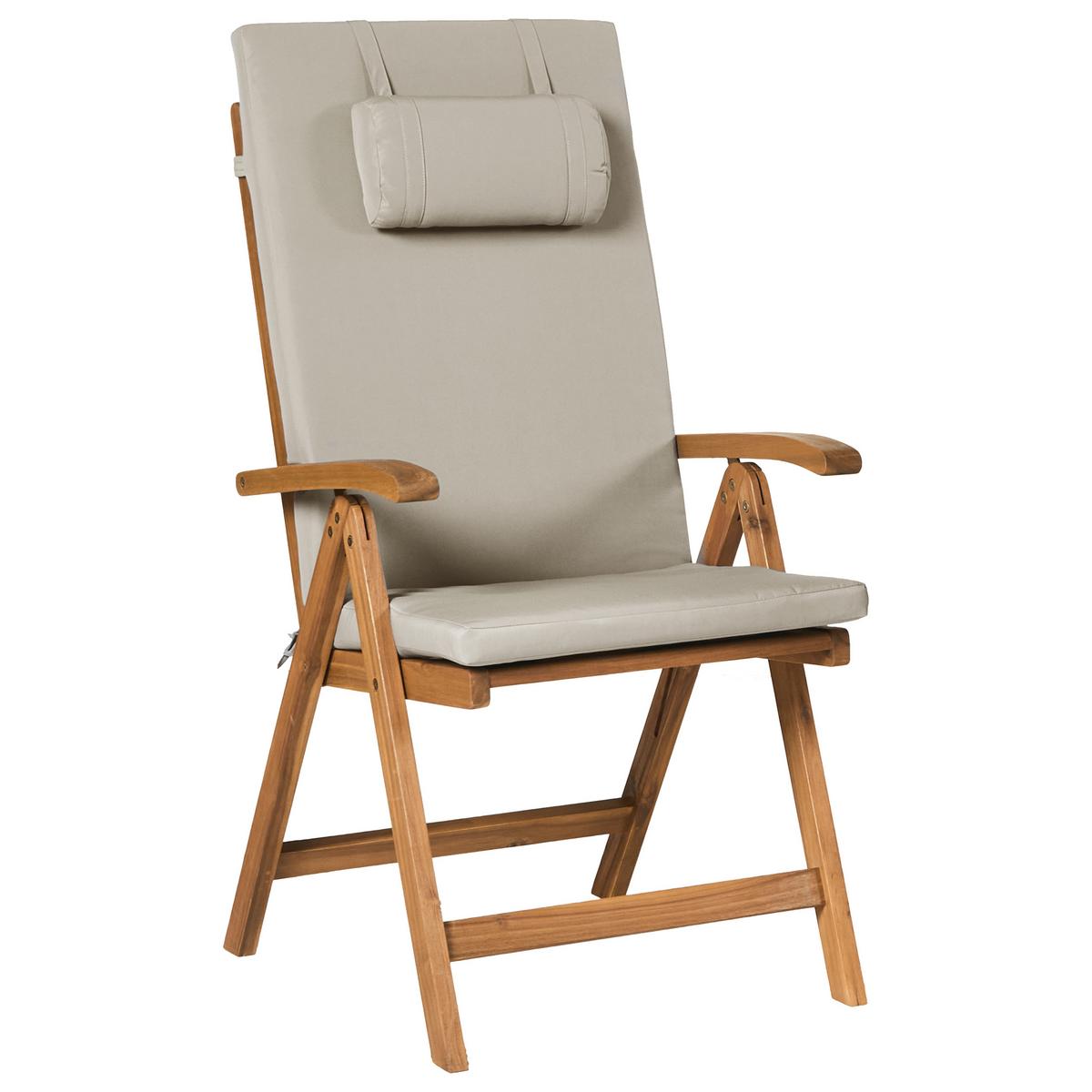 GARTENMÖBEL-SET 6-Sitzer Taupe Akazienholz Java Premium - Hellbraun, Holz - Beliani