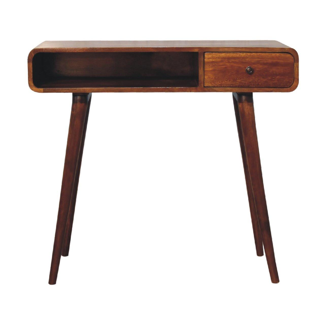 SCHREIBTISCHE aus Massivholz, 1 Schublade, 1 Offenes Fach, Braun - Kastanienfarben/Messingfarben, Holz/Metall (45/90/80cm) - Artisan Furniture