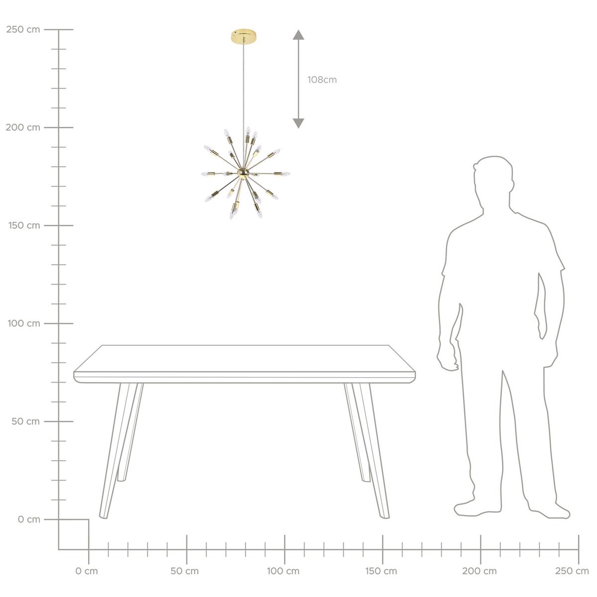 HÄNGELEUCHTE Maguse 59/59/149 cm - Goldfarben, Metall (59/59/149cm) - Beliani