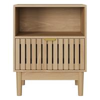 NACHTTISCH eichen-optik & latten-design mit 1 schublade & offenem fach - Eichefarben, Holzwerkstoff (45/56/39cm) - Urban Meuble