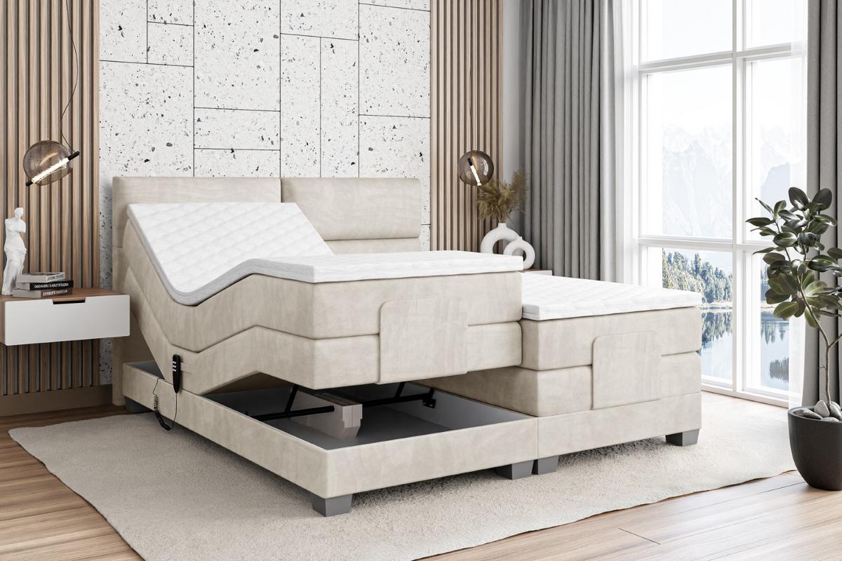 BOXSPRINGBETT elektrisch verstellbar mit 2 Matratzen H4/Taschenfederung MAYA EL 180 x 200 Creme - Creme, Holzwerkstoff (187/200cm) - ALTDECOR