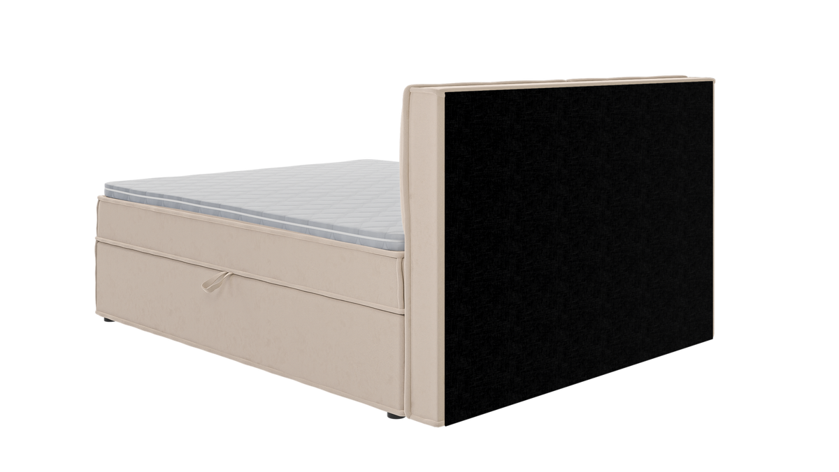 BOXBETT Eclipse 160/200 cm Beige Luxusmicrofaser - Beige/Schwarz, Holz/Kunststoff (160/200cm) - S-Style Möbel