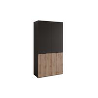 KLEIDERSCHRANK SANDBOX LOFT 100 101/49/200 cm Schwarzgraphit / Schwarzgraphit + Eiche Wotan ohne LED 4 Zusatzböden - Schwarz, Holzwerkstoff/Kunststoff (101/200/49cm) - Lookway