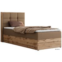 BOXBETT ALBERO 1 90/200 - Braun Kunstleder - Topper T25 - H3 - Links - Schwarz/Braun, Kunststoff/Textil (90/200cm) - MKS
