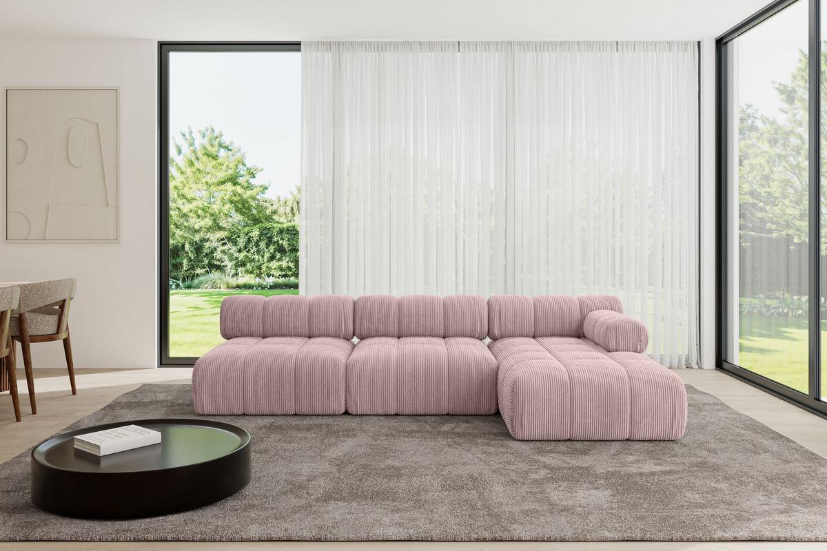 ECKSOFA modulares Sofa Razon-L2 - 285x160x70 cm Rosa Cord - Rosa, Holzwerkstoff/Textil (285/160cm) - ALTDECOR