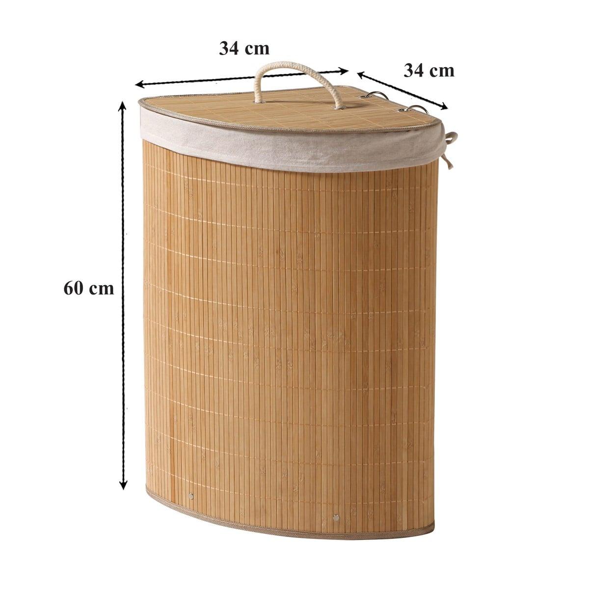 ECK-WÄSCHEKORB aus bambus 35/35/60 cm - Eschefarben, Holzwerkstoff (35/60/38cm) - Calicosy